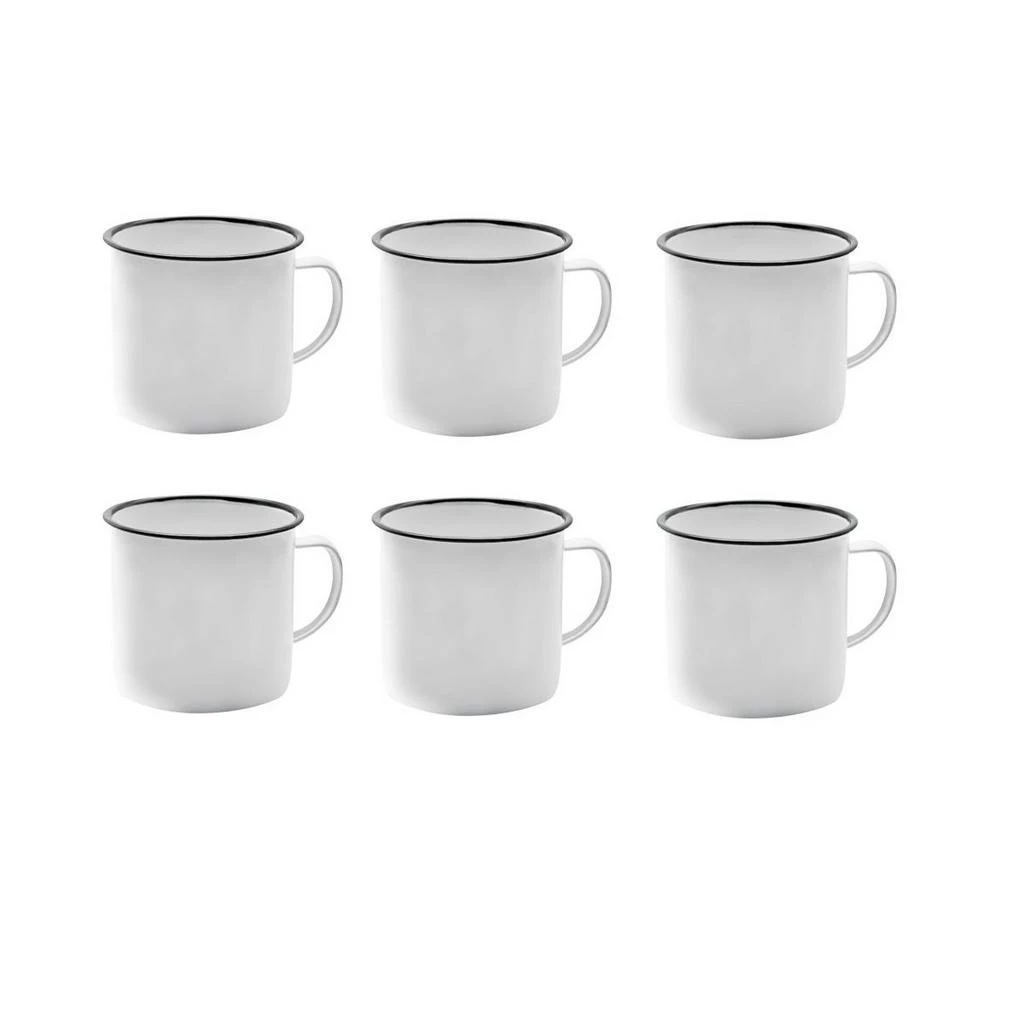 Kit com 1/6 Caneca esmaltada branca 150ml 6cm Tuut - Xicara para café e chá
