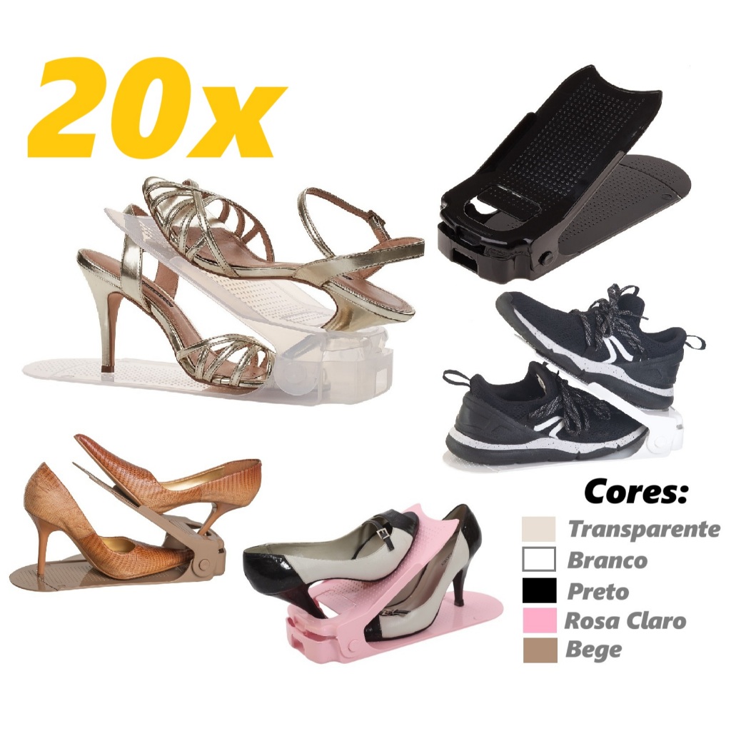 Kit 20 Organizadores Sapato Salto Tênis Furo Regulagem