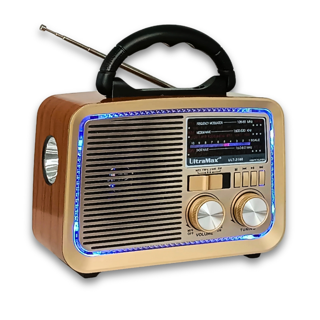 Radio Retro  bluetooth ,entrada usb,microsd lanterna e sainda auxiliar ULT-3188
