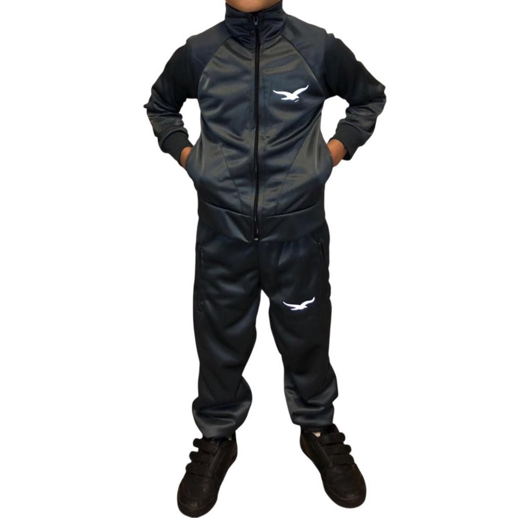 Kit Masculino Infantil Básico Cinza Para o Frio Blusa e Calça Jogger - Tamanhos do 04 ao 16 - Pronta Entrega