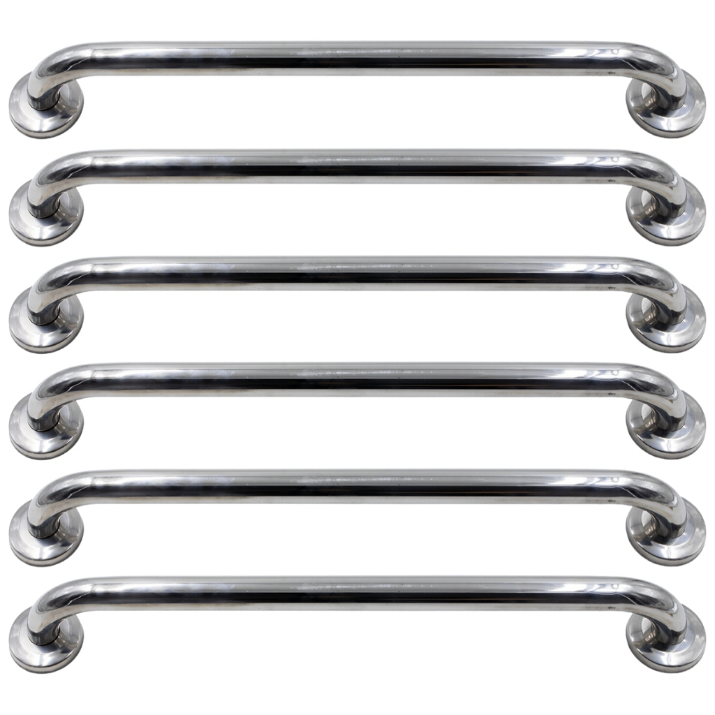 Kit 6 Alça Barra De Apoio Suporte Para Parede Inox 50cm Banheiro Corrimão Aço