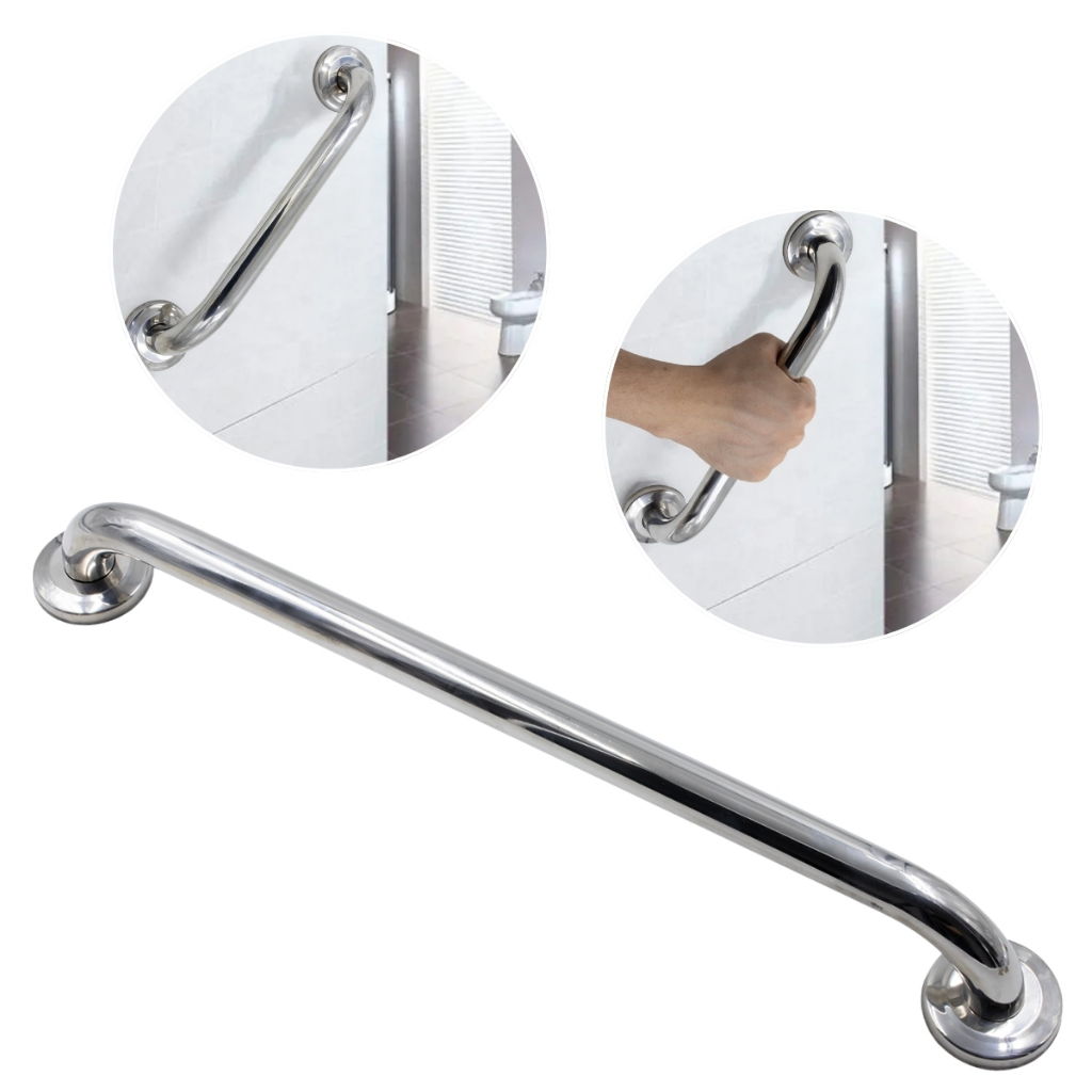 Barra De Apoio Para Parede Em Inox 50cm Alça Suporte Banheiro Corrimão Aço