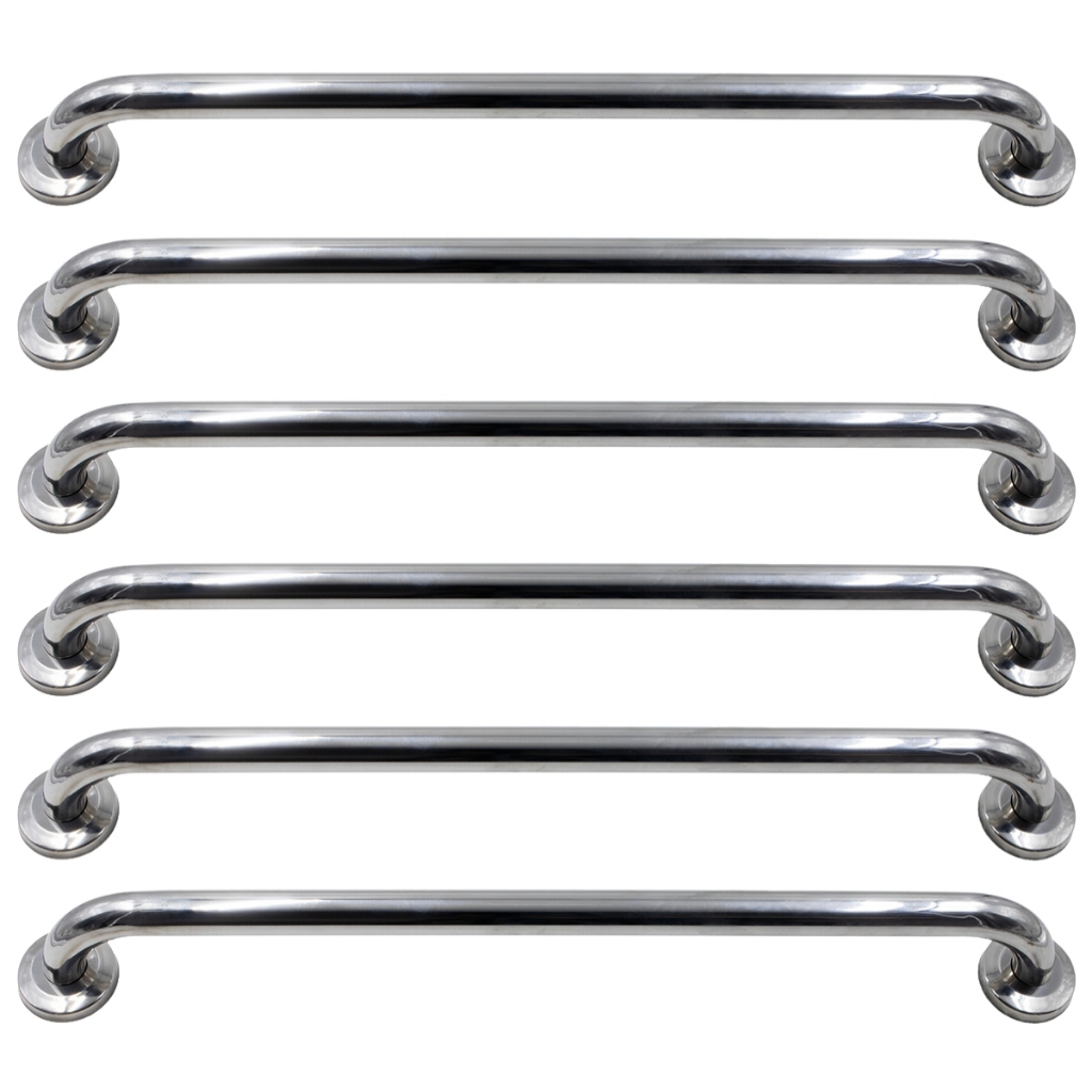 Kit 6 Alça Barra De Apoio Suporte Para Parede Inox 60cm Banheiro Corrimão Aço