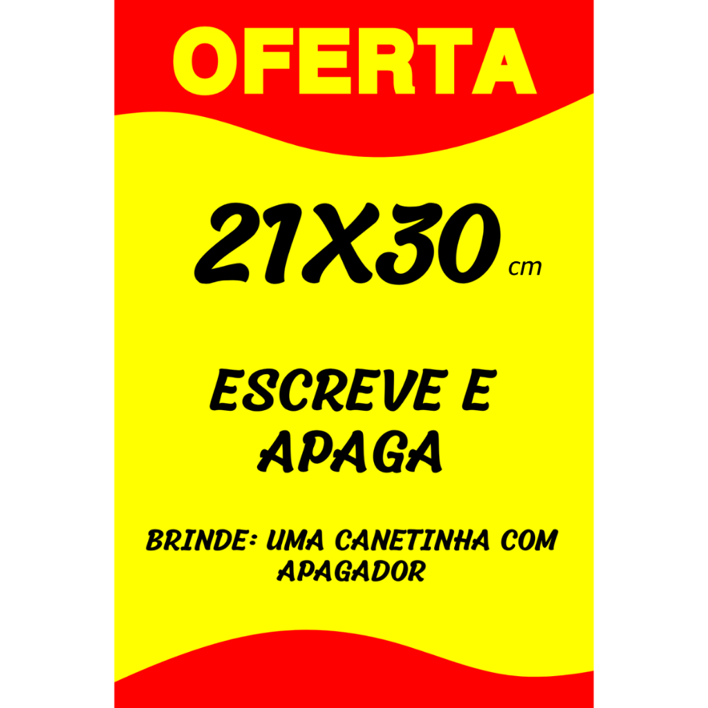 Kit 5 Cartaz Reutilizável de Oferta Promoção A4 21x30 Papel Grosso Laminado + Caneta Apagável