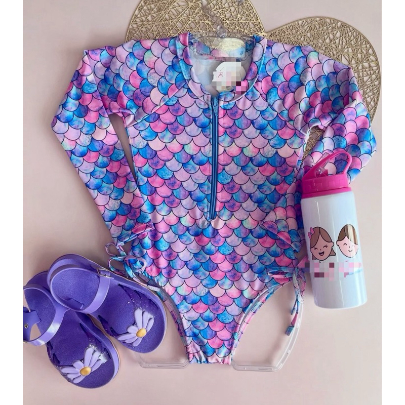 Maiô infantil estampado com zíper TAM 2 ao 16