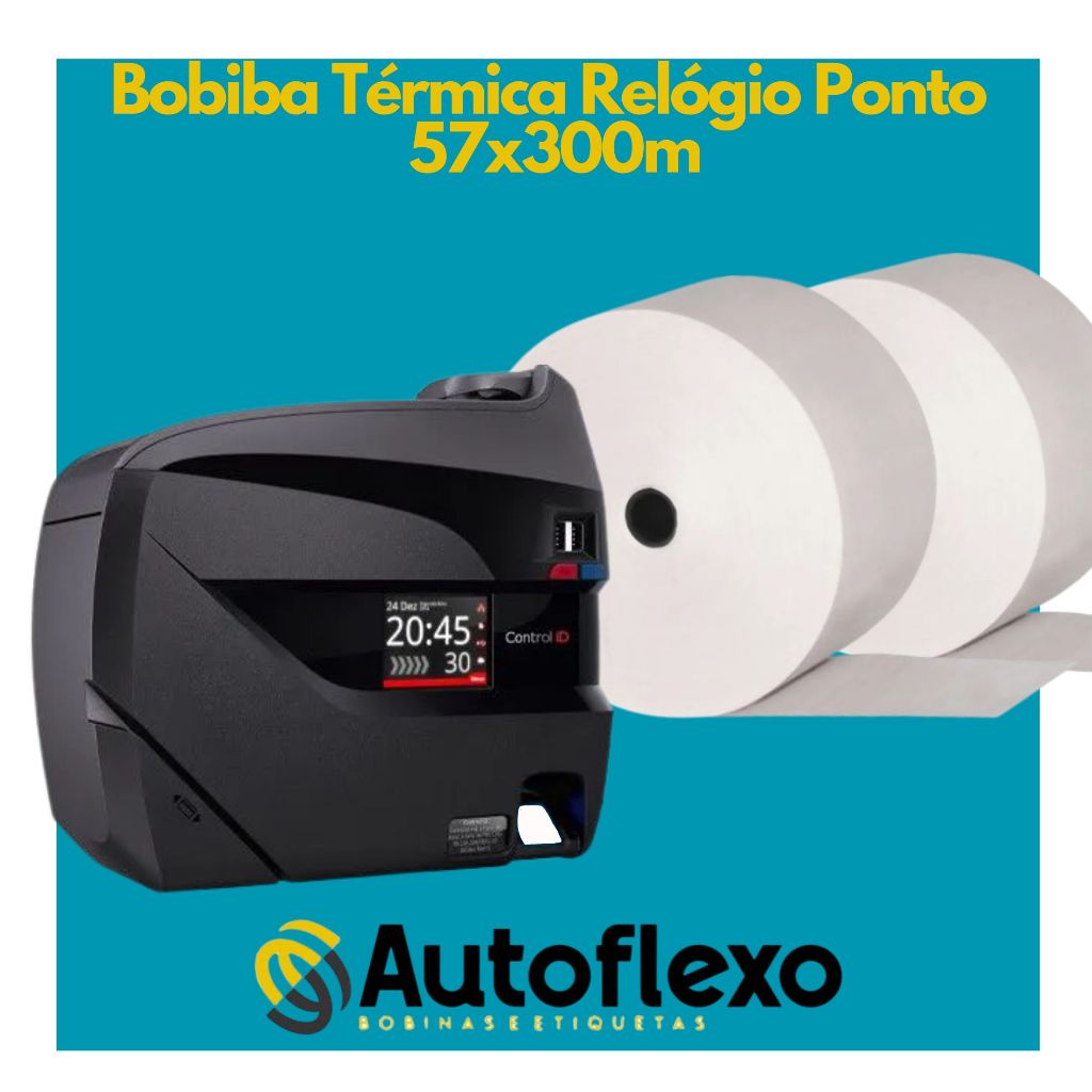 Bobina Térmica Para Relógios De Ponto Acesso 300 Metros 57mm X 300m Branco Promoção