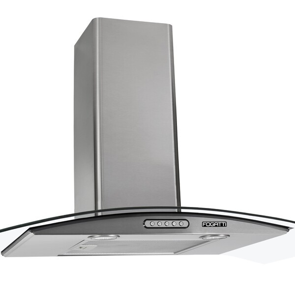 Coifa De Parede Fogatti Vidro Curvo Slim Inox 4 E 6 Bocas 90cm