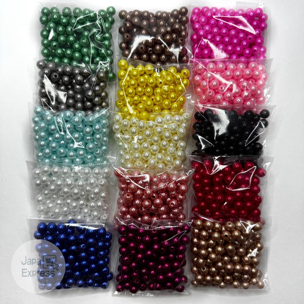 300 unidades Pérola Colorida 8MM ABS com Furo passante artesanatos e customizações variadas miçanga
