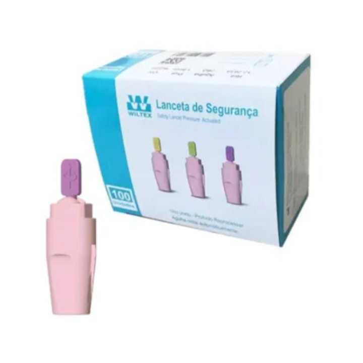 LANCETA DE SEGURANÇA 28G X 1,8MM - WILTEX C/100 UNIDADES