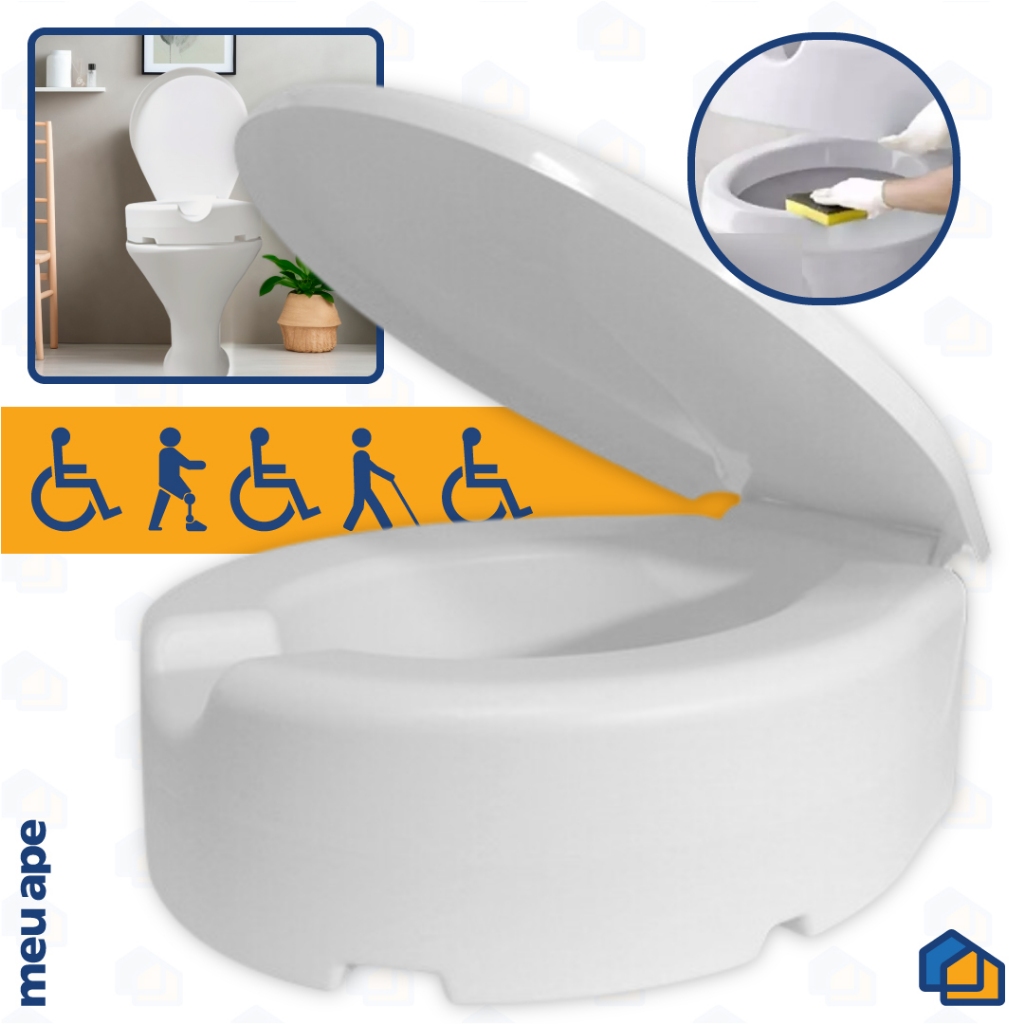 Assento Sanitário Elevado Tampa Vaso P/ Idosos Deficiência Pós Cirurgia P/ Cadeira de Banho