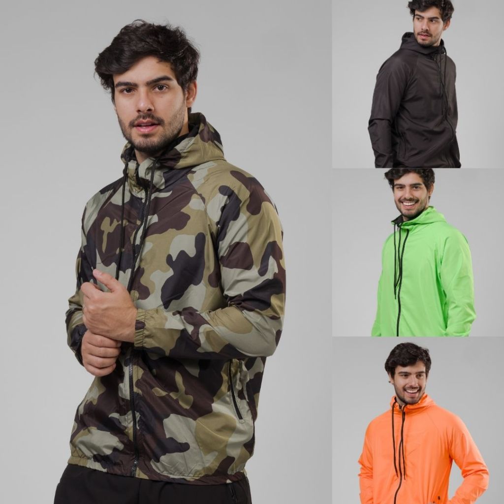 Jaqueta Corta Vento  Masculina Impermeável Capuz Academia
