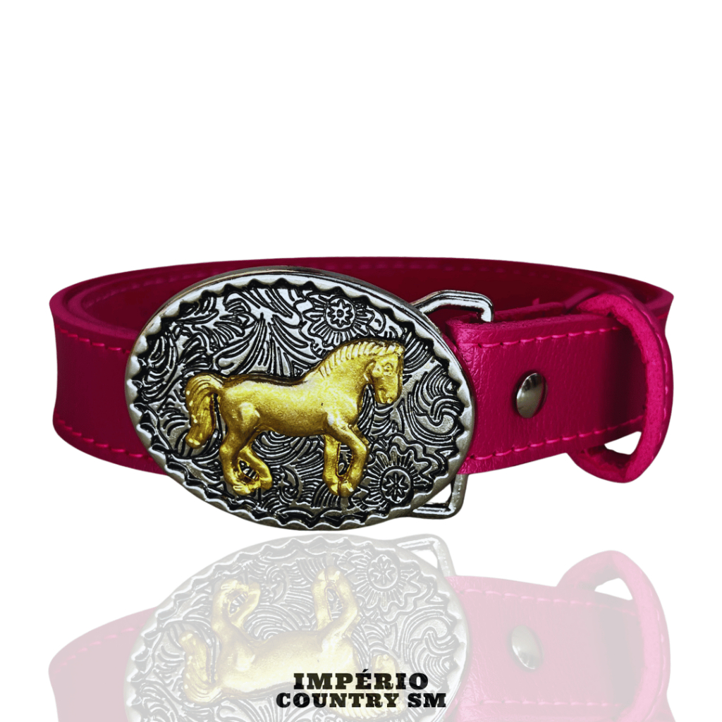 Cinto Infantil Country Pink com Fivela Cavalo Moda infantil Rodeio Cowgirl