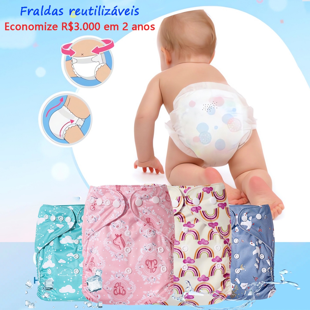Fralda Reutilizável Para Bebê Impermeável e Respirável Calça Enxuta Limpeza Fácil Infantil Desfralde