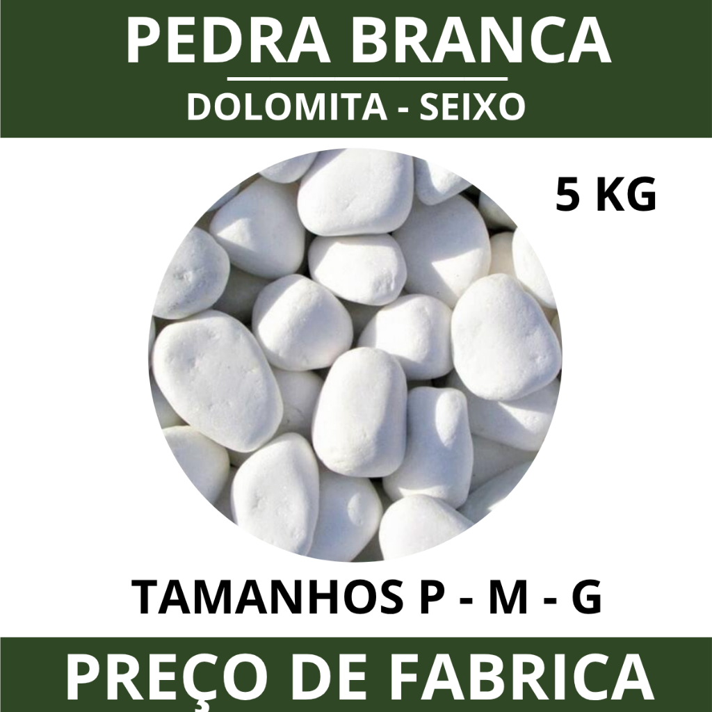 Pedra Branca Dolomita 5kg seixo Para Decoração de Vaso Jardim Ornamentais Planta Aquario