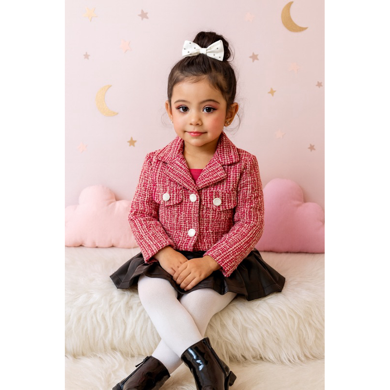 Jaqueta Casaquinho de Tweed Infantil Super Quentinha Inverno frio