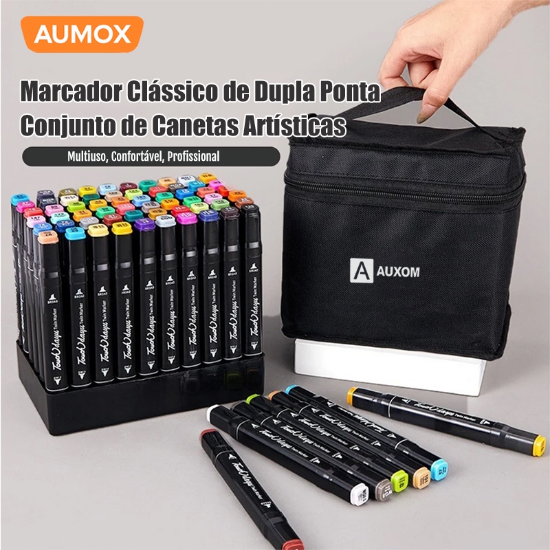 Canetas Touch Coloridas Kit 24/36/48/60/80 Cores Marcadora Com Ponta Dupla Pintura De Arte/Aquarela