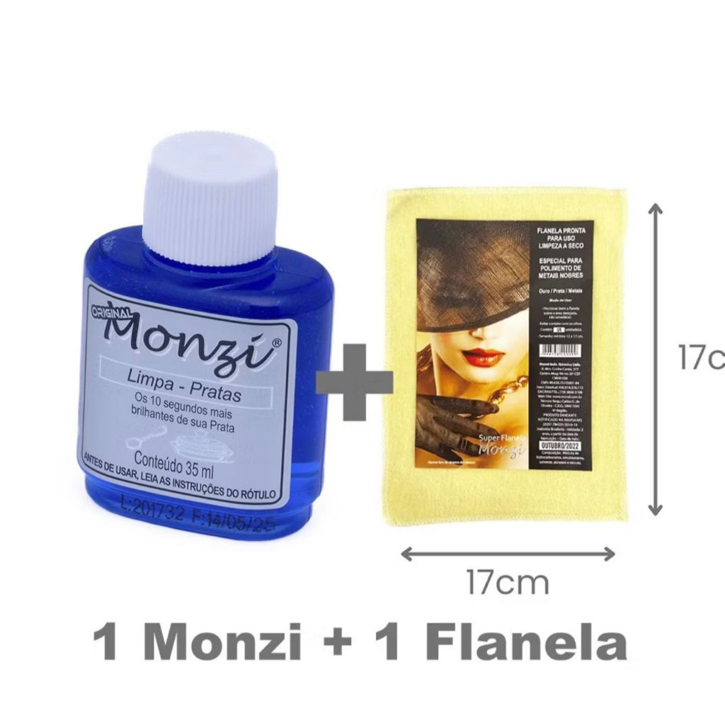 Kit Limpa Pratas + Flanela Mágica Monzi 100% Original