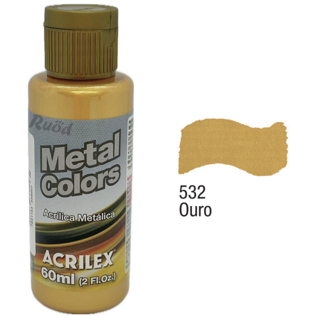 Tinta Acrílica Metal Colors Ouro - 532 - Acrilex - 60ml