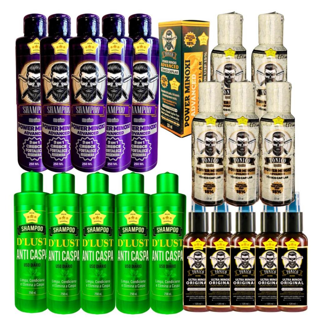 Kit Barbeiro 20x Shampoos e Tonicos D'Lust Barbearia Profissional
