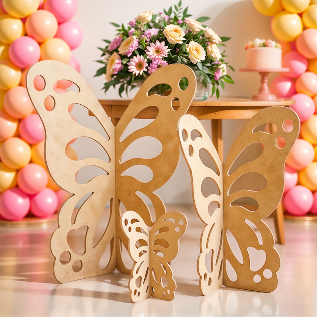 Painel Borboleta 60+45+30cm Mdf  Decoração Para Festa Infantil Pronta Entrega