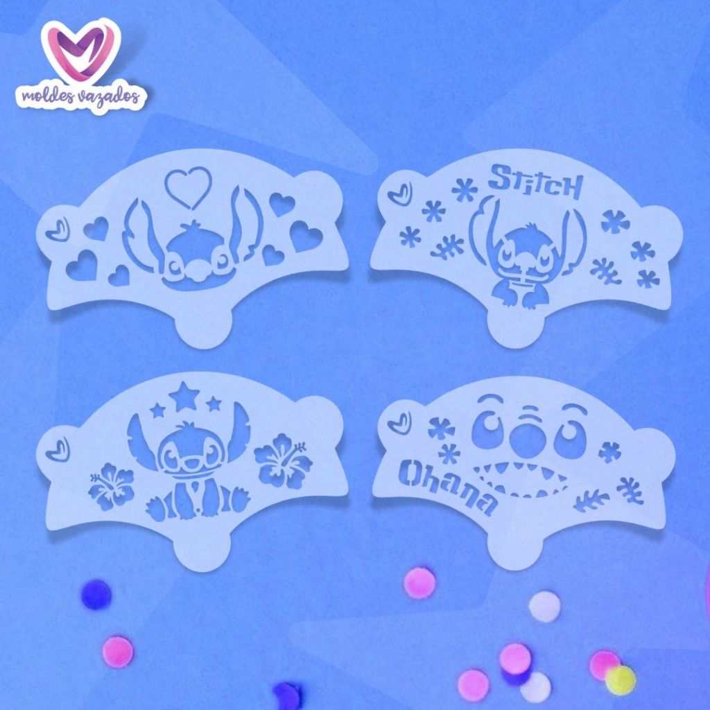 Stencil Stitch Pintura Facial - 4 Unidades
