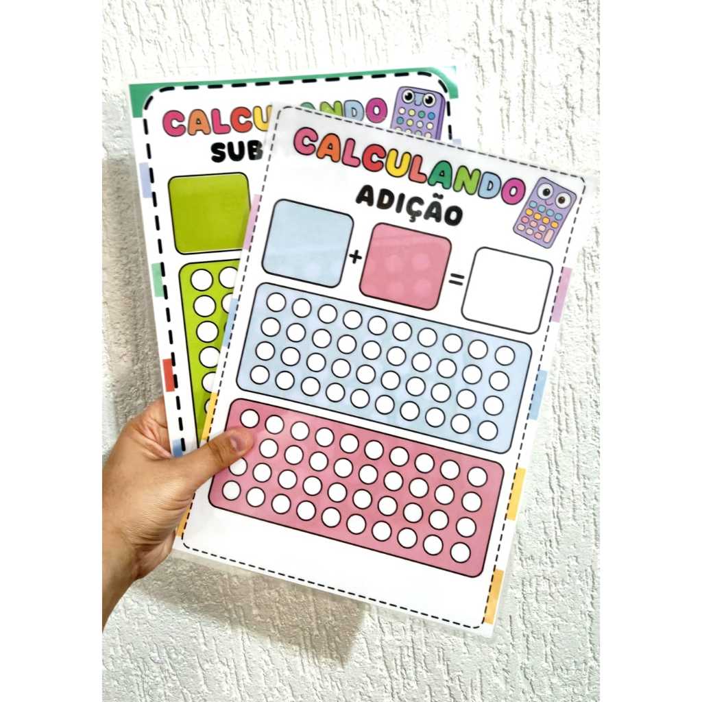 Atividades de Matemática Plastificado | Cálculos com Bolinhas | Caneta com apagador de Brinde!