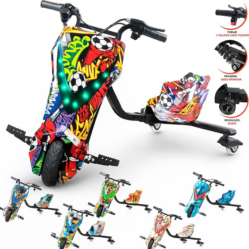 Triciclo Elétrico Drift Driftting Infantil Adultos em Ação 250w 350w Super Barato + Kit Proteção