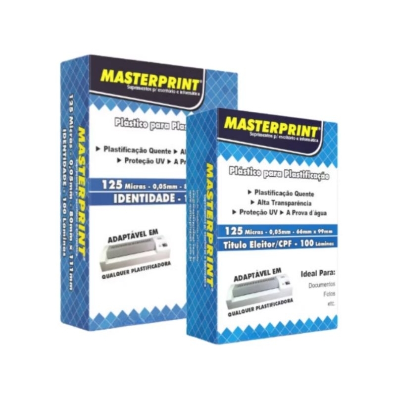 Kit Plastificação 200 unidades RG (100un) + CPF (100un) 125 Micras 0,05mm