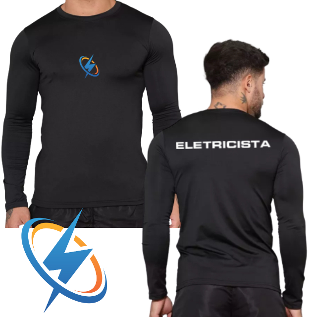 Camiseta Térmica Masculina Eletricista Proteção UV Manga Longa Para Eletricista Profissão