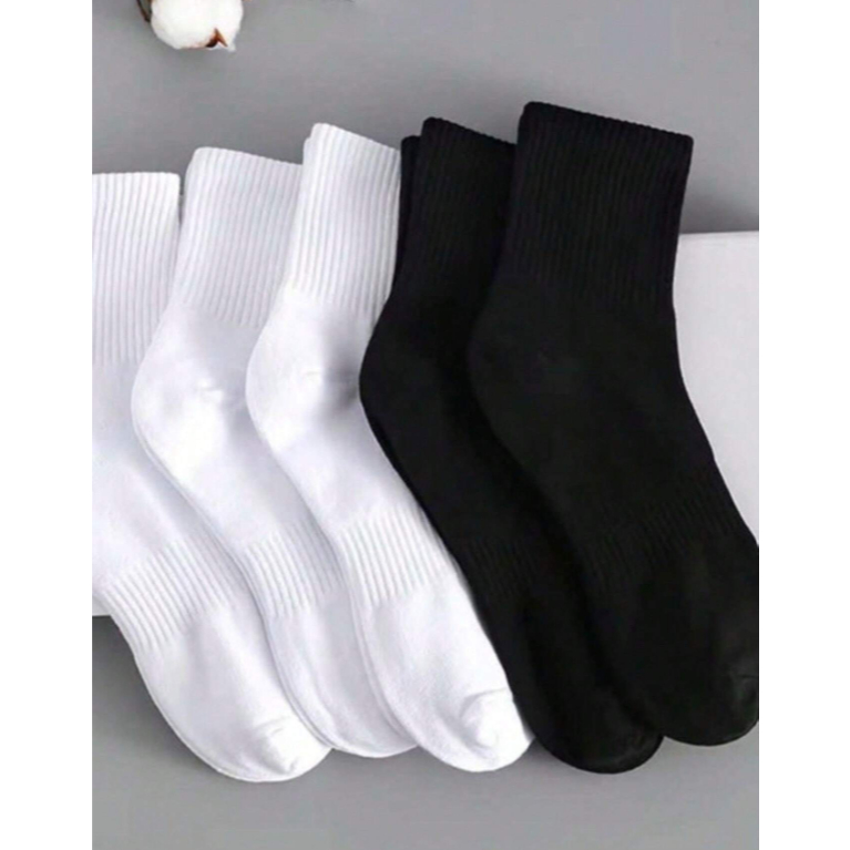 Kit com 24 Pares Meia de Cano MÉDIO PRETA ou BRANCO com Algodão