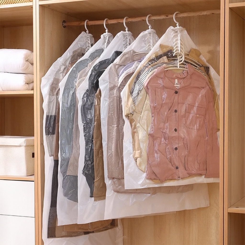 Kit 5 Sacos a Vácuo com Cabide – Armazenamento de Roupas, Antipoeira e Econômico de Espaço ATP52