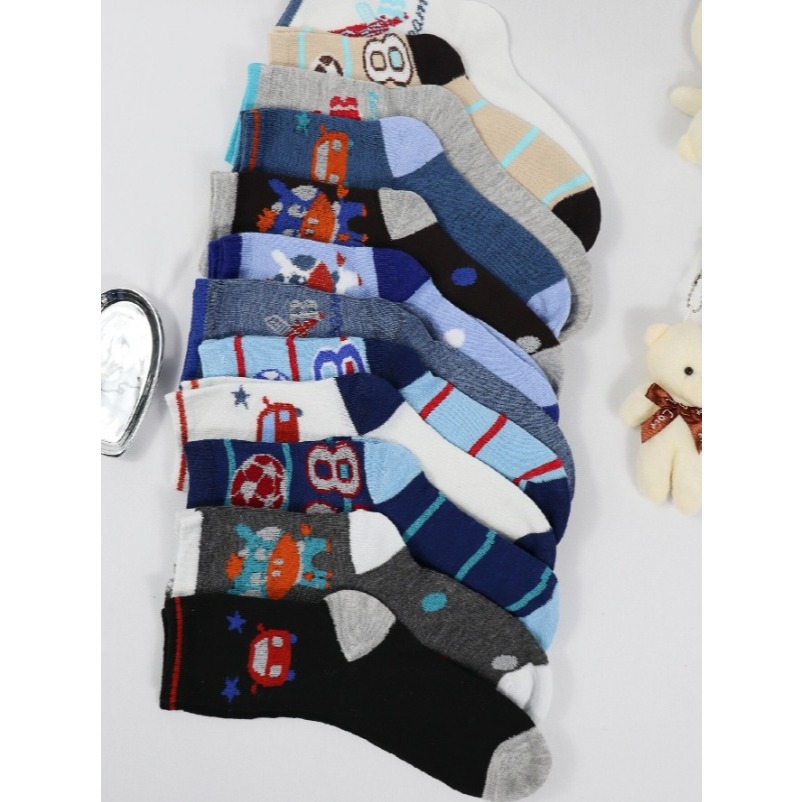 Kit 18 pares de Meia Infantil Masculino Menino Criança 2 a 10 anos Estampada