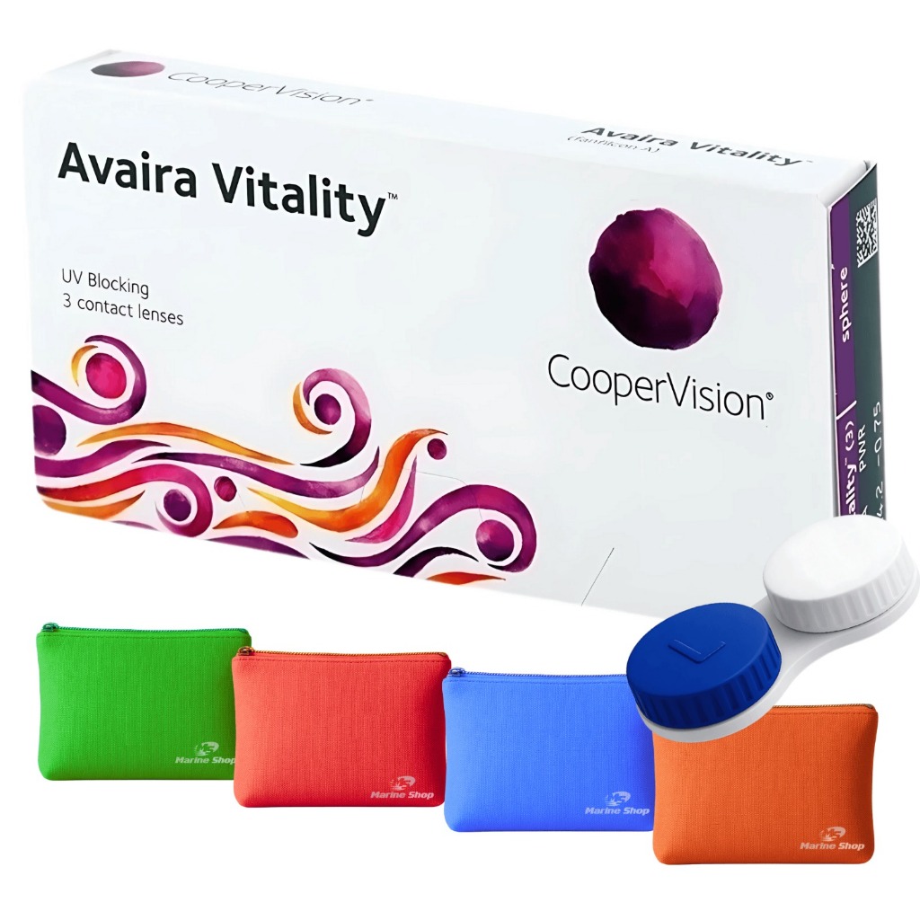 Lente De Contato Avaira C/ Grau Mensal Coopervision + Estojo + Necessaire