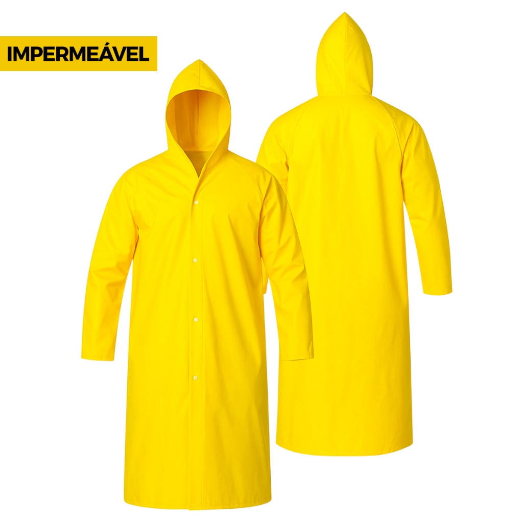 Capa De Chuva Impermeável Pvc Forrado Com Capuz Epi Obra