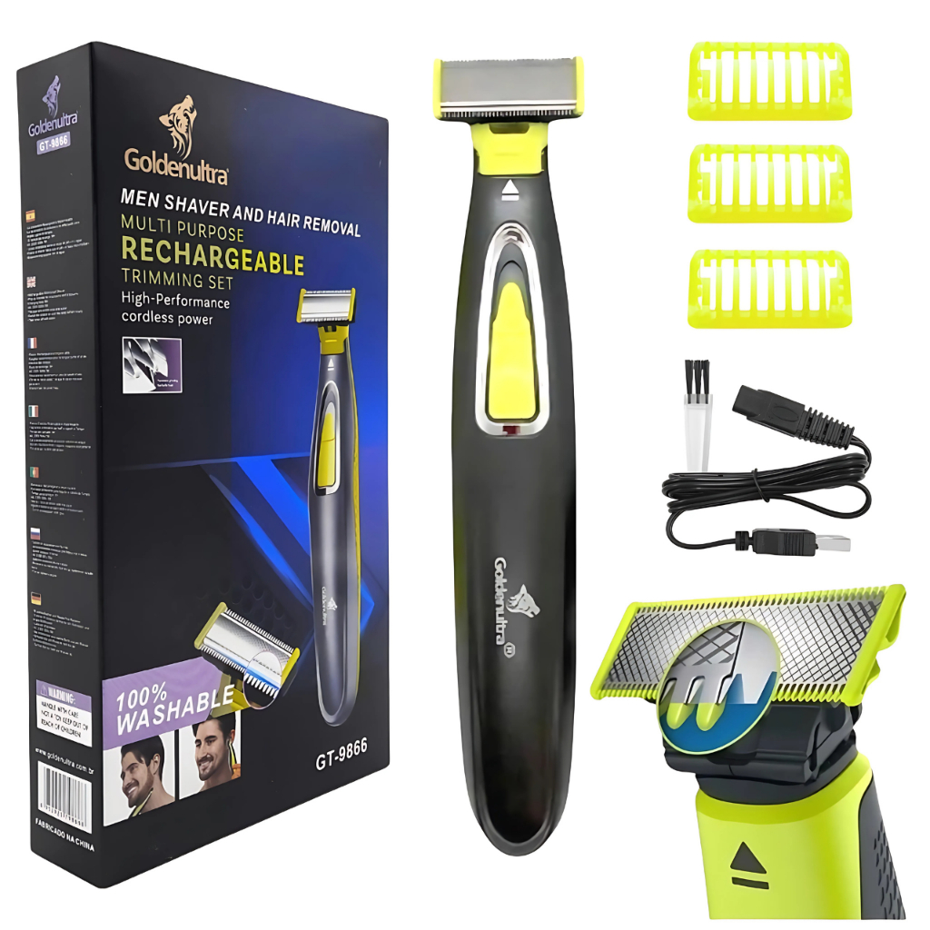 Barbeador Eletrico A Prova D'agua Flexivél Profissional Usb Corpo e Rosto Potente 100V/240V