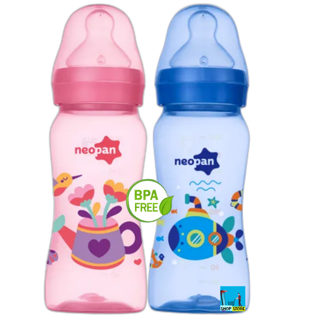 MAMADEIRA DECORADA BOCA LARGA 300 ML  BICO ORTODÖNTICO TAMANHO 2  (+ 6) NEOPAN