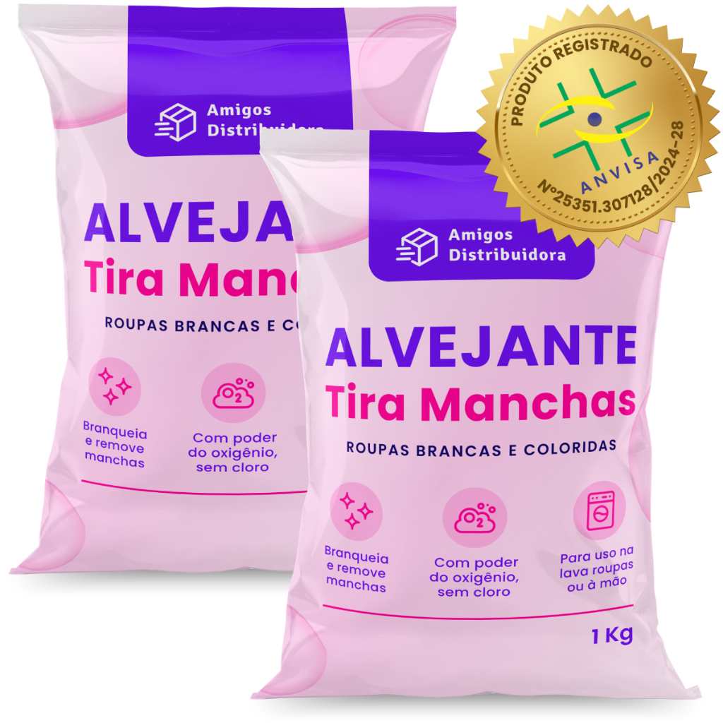 Alvejante sem cloro - Tira Manchas Roupas Brancas e Coloridas - 2 kg