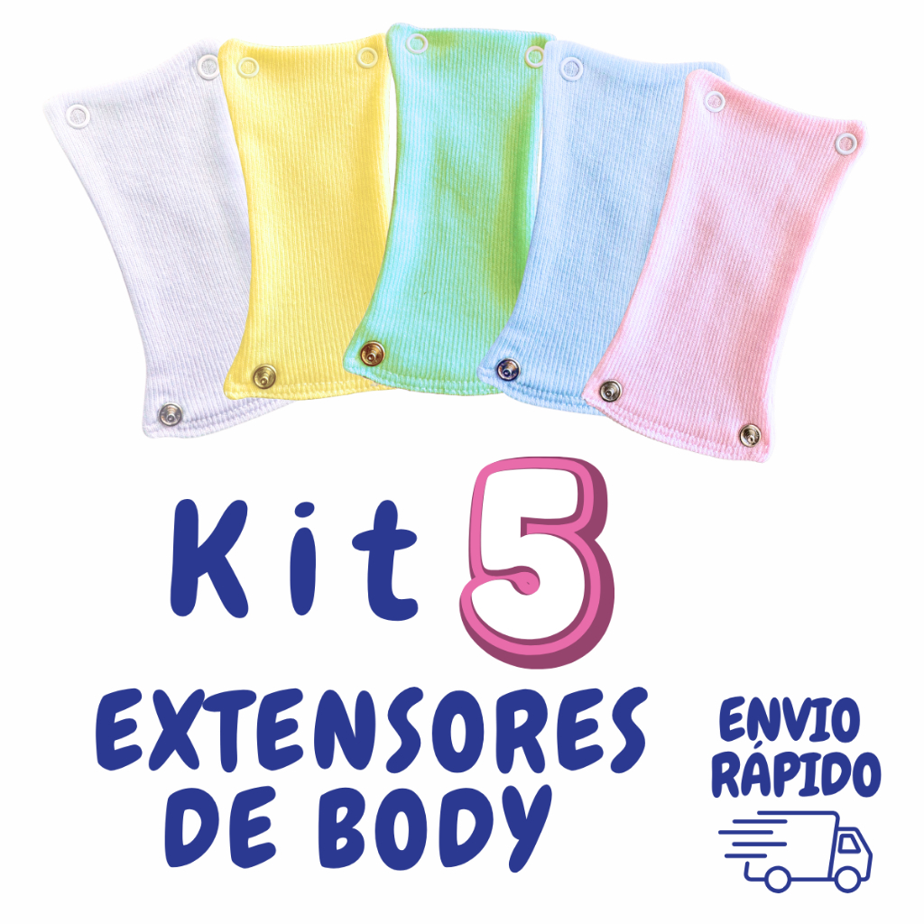 Kit 5 Extensor Ou Alongador De Body Bebê 2 Botões Menino Menina