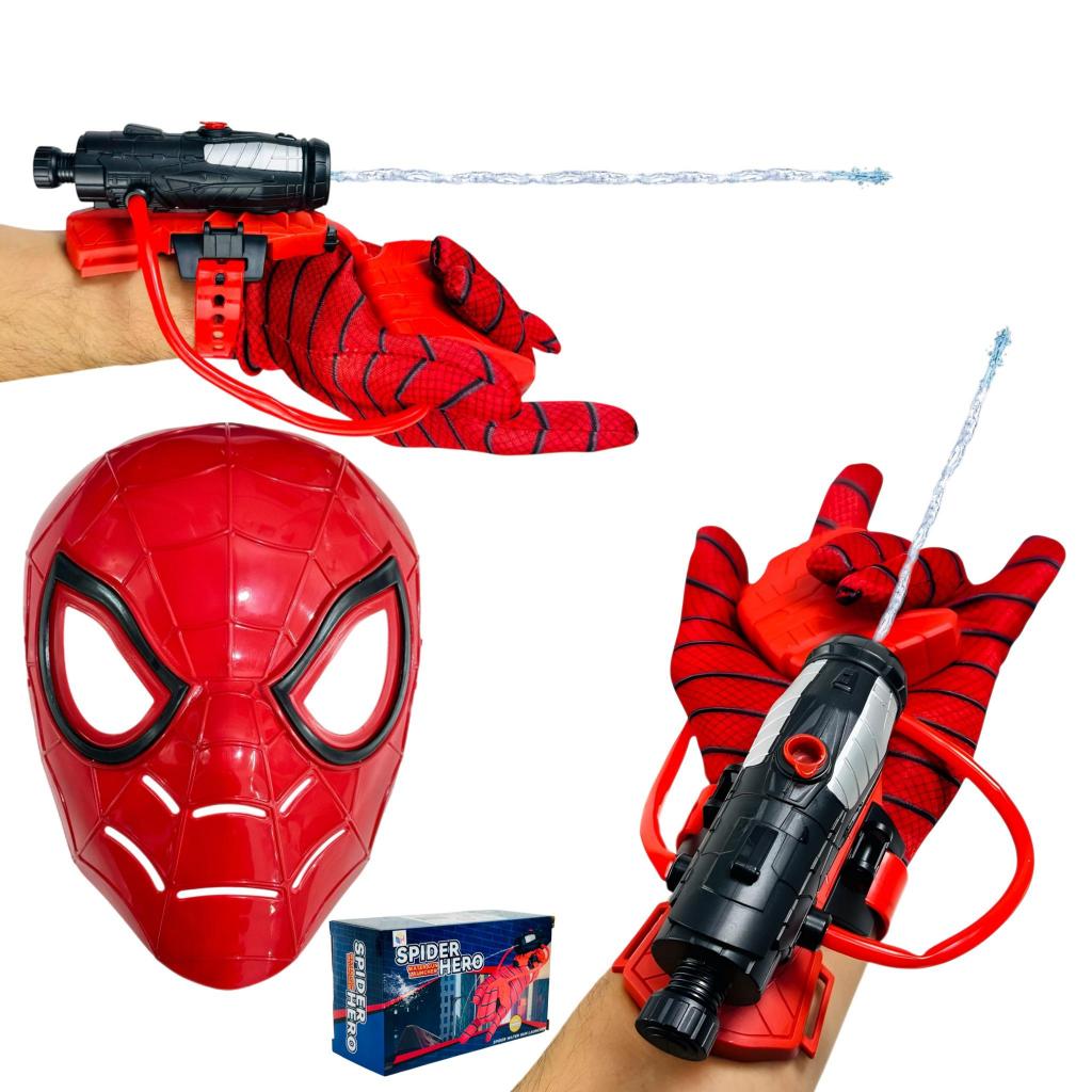 Kit Máscara + Luva Homem - Aranha Com Lançador De Teia