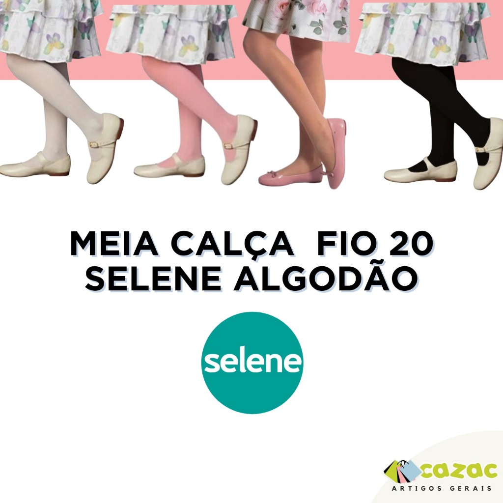 Meia Calça Infantil Selene Fio 20 Algodão Ballet Fina Macia Confortável Elástica