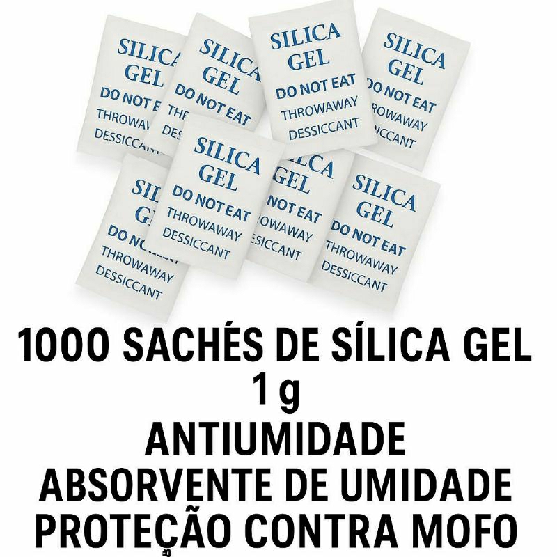1000 Sachês de 1g de Sílica Gel Antiumidade | Absorvente de Umidade | Proteção Contra Mofo | Não Tóxico