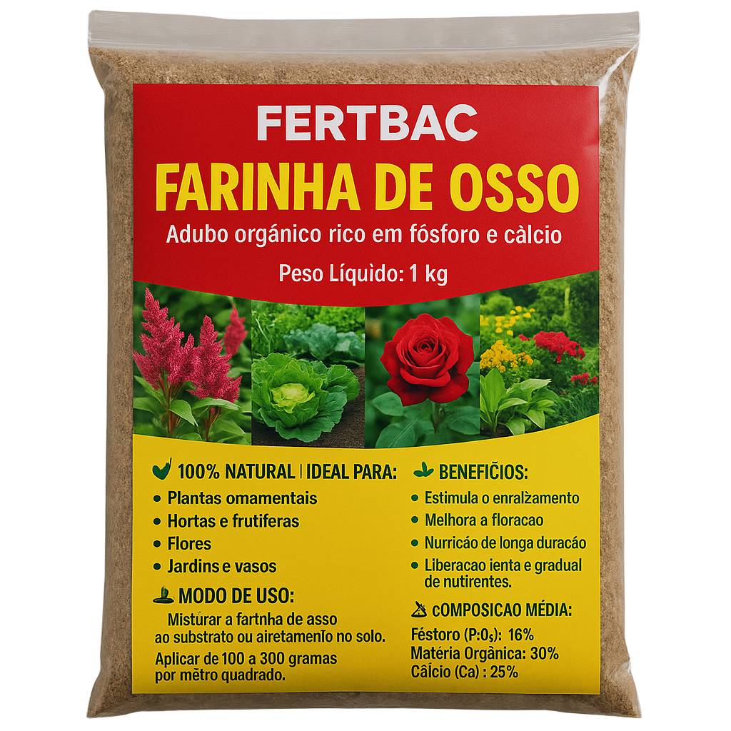 Farinha de Osso 5kg para Hortas, Árvores e Vasos