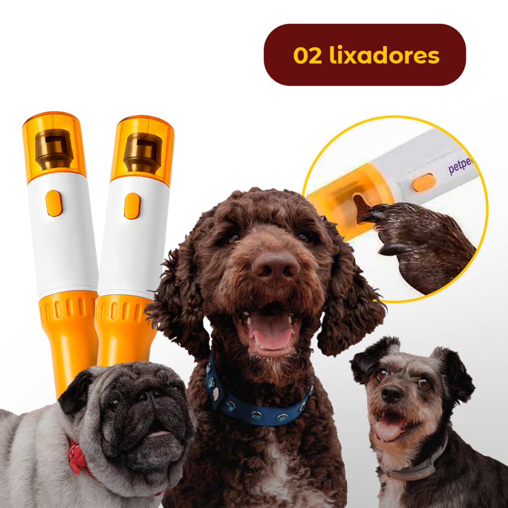 Kit 02 Lixas Elétricas Cortador De Unha Cães E Gatos Pet Shop +6 Lixas