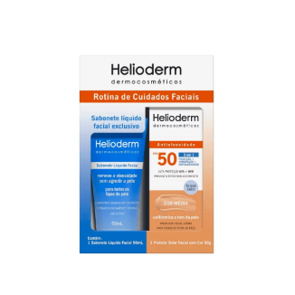 Kit Rotina de Cuidados Faciais Protetor Solar Facial Cor Média + Sabonete Líquido Facial