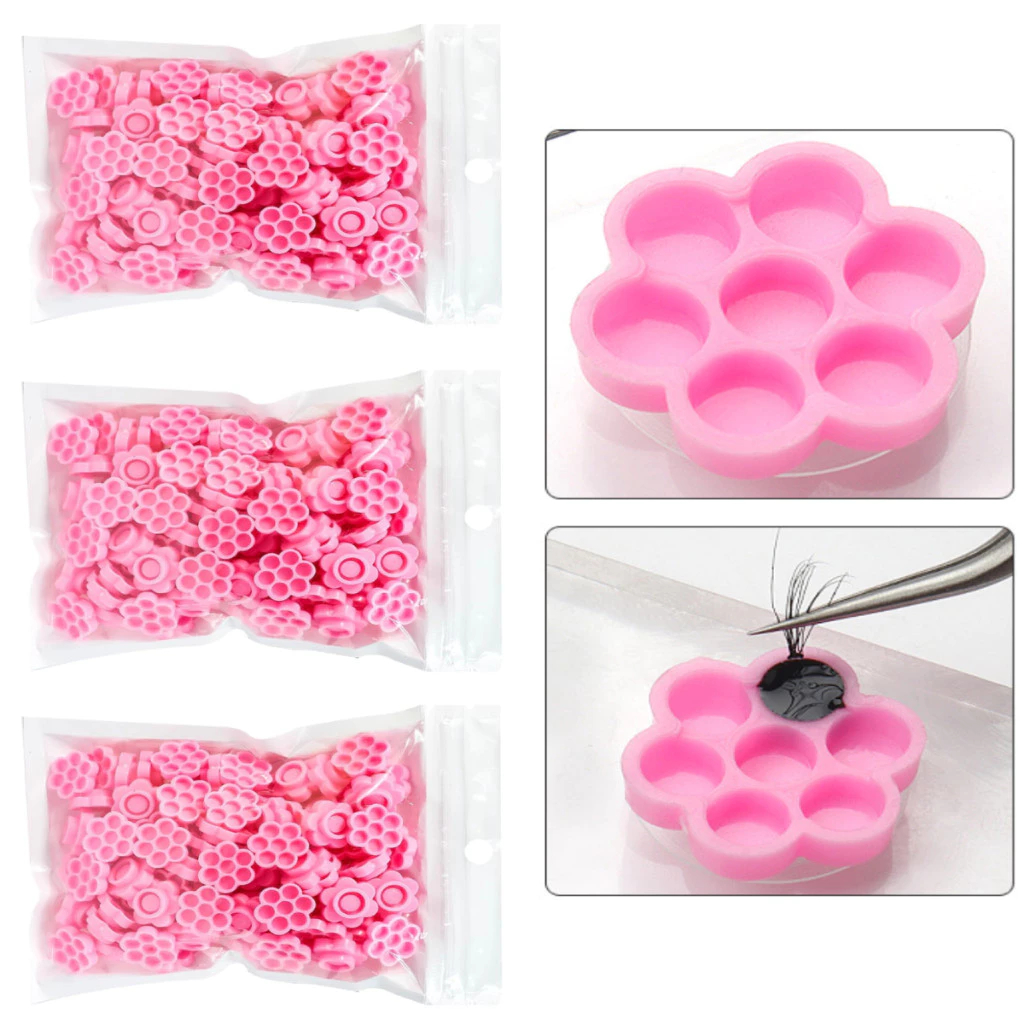 conjunto 300 Batoques Flor Rosa Para Anel Suporte Para Cola Extensao De Cilios