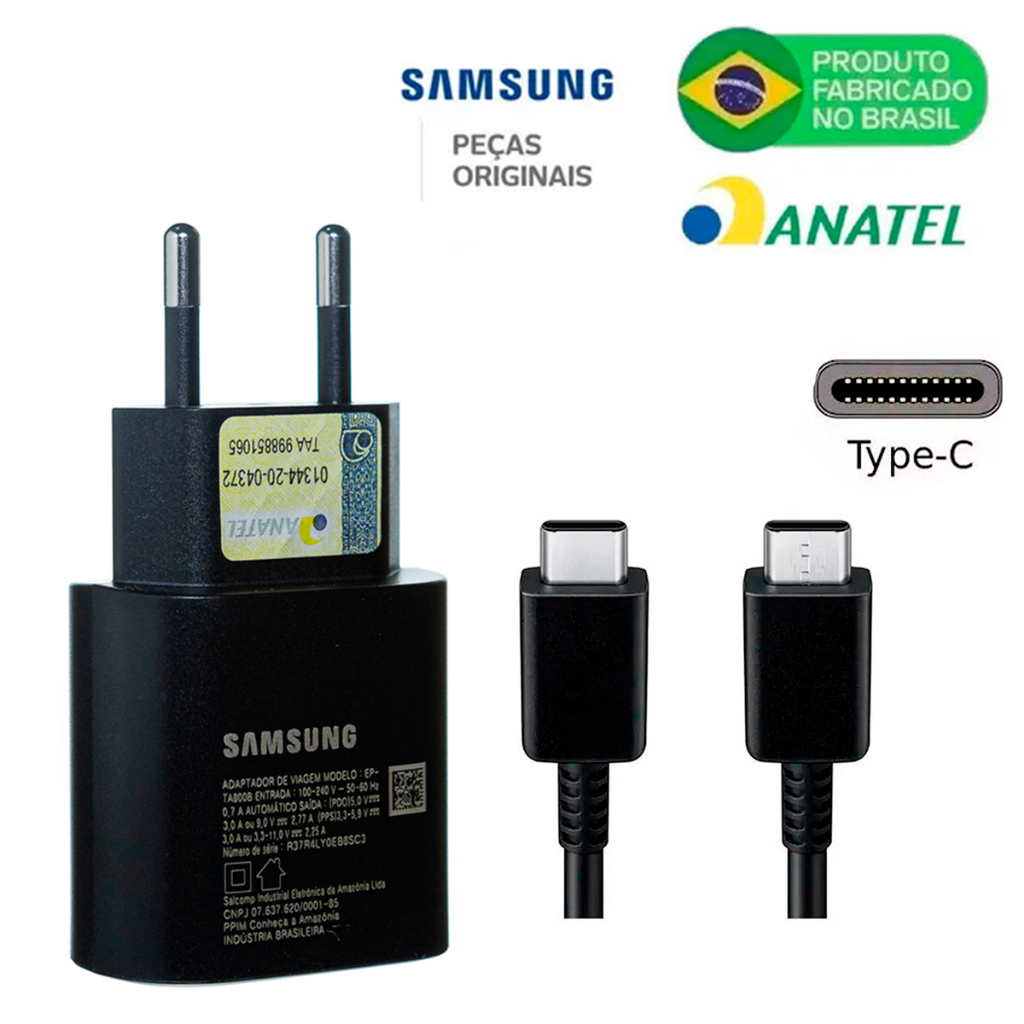 ( ORIGINAL ) Carregador Turbo Samsung 25w USB-C  A14 A15 A16 A24 A25 A26 S23 S24 S25 S26 Ultra
