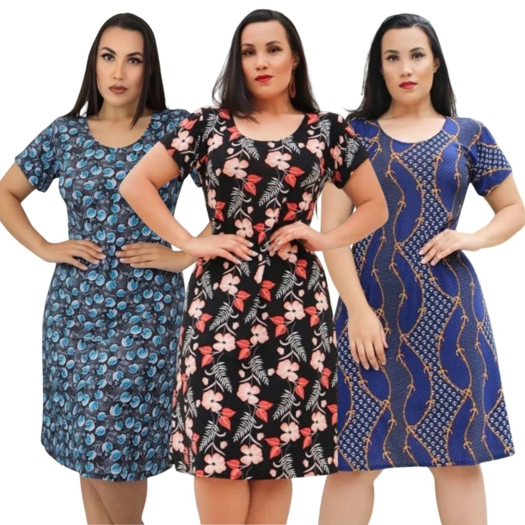Vestido Liganete Feminino Estampados Moda Evangélica Senhora Soltinho