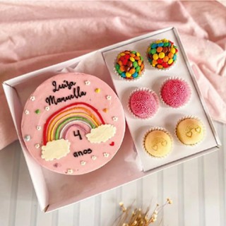 KIT 5~20 CAIXAS BENTO CAKE + 6 DOCES - 21x15x09cm - MINI BOLO - BENTO CAKE - DOCINHOS
