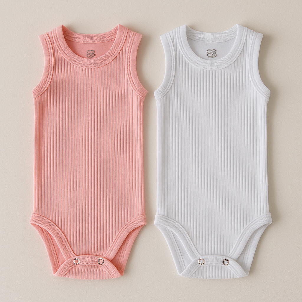 Body Regata Malha Canelada Bebê Premium Verão 100% Algodão RN