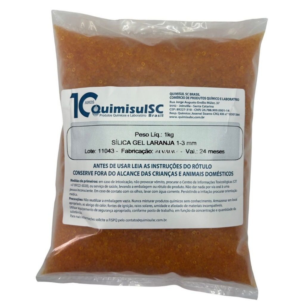 SÍLICA GEL LARANJA ATÓXICA 1-3 MM - 1 KG